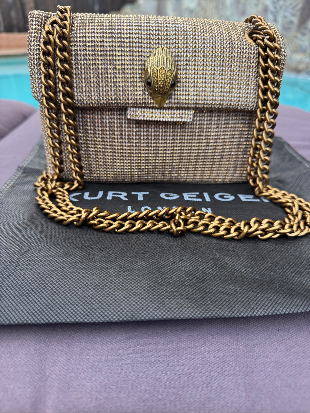 NWT Kurt Geiger Mini Kensington Crystal Houndstooth Shoulder Crossbody Bag - Picture 2 of 16